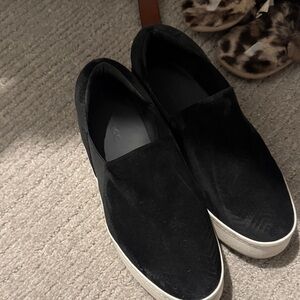 Vince Black Suede Men's Slip-On Shoes